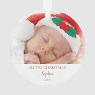 Adorno Primer Navidad del bebé, Purpurina de fotografía