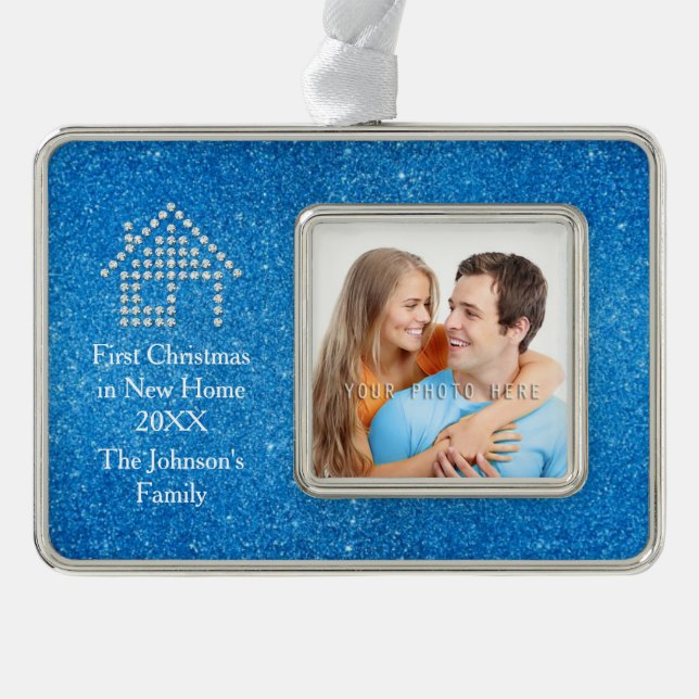 Adorno Primer navidad en nuevo purpurina el pipe% azul (Anverso)