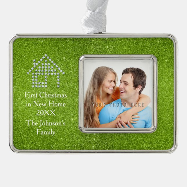 Adorno Primer navidad en nuevo purpurina el pipe% verde (Anverso)