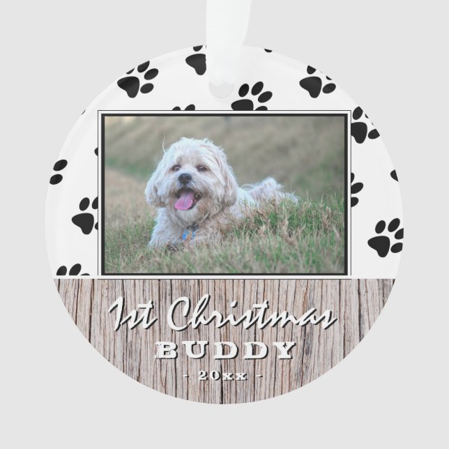 Adorno Primer patrón de Papas Fotos Rústicas de Navidad (Anverso)