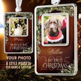 Adorno Primer recuerdo de foto de mascota de Navidad, dec