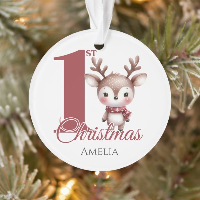 Adorno Primer reno navideño de bebé personalizado (Árbol)
