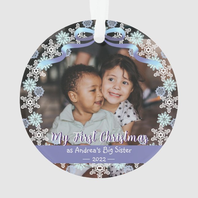 Adorno Primera abuela de Navidad Snowflakes Ribbon Light  (Reverso)