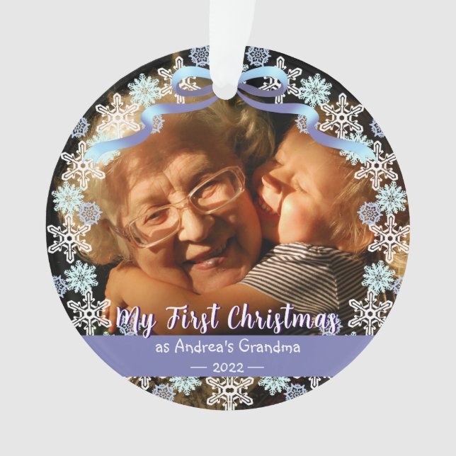 Adorno Primera abuela de Navidad Snowflakes Ribbon Light  (Anverso)