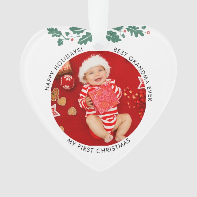 Adorno Primera bebé de Navidad y mamá fotografía abuela (Anverso)