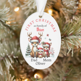 Adorno Primera familia navideña de tres Keepsake Photo