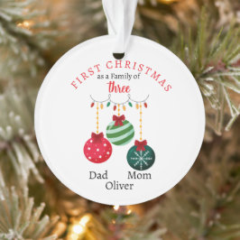 Adorno Primera familia navideña de tres Photo Keepsake