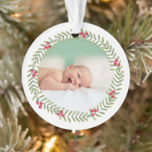 Primera fiesta verde navideña Wreath Baby Photo