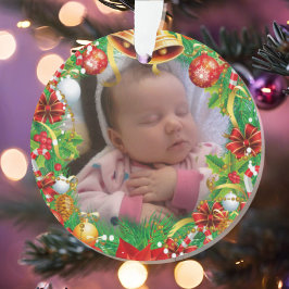 Adorno Primera foto de Navidad Nombre del bebé y Fecha de