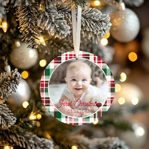 Adorno Primera Foto de Navidad Patrón Clásico de Escritur