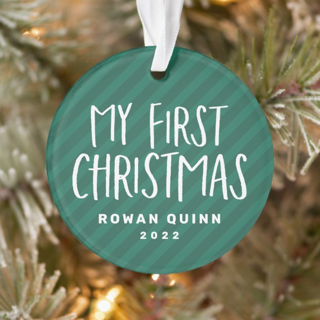 Adorno Primera foto de rayas verdes adorables de Navidad  (Árbol)