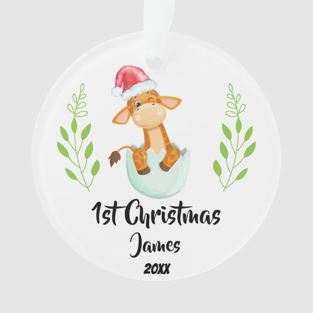 Adorno Primera foto personalizada de Baby's First Christm (Anverso)