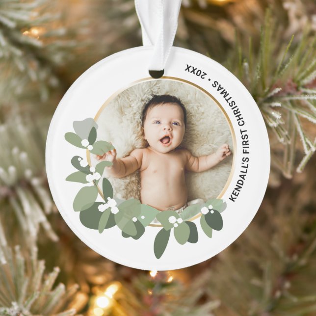 Adorno Primera foto personalizada de Navidades del bebé (Árbol)