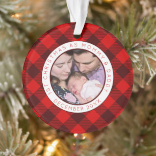 Adorno Primera mamá de Navidad papá foto rojo de papá