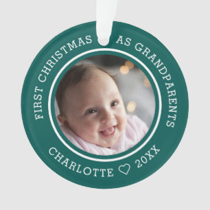 Adorno Primera Navidad, abuelos, foto verde