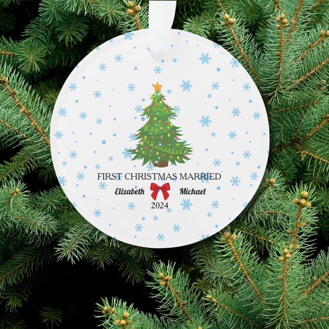Adorno Primera Navidad Casada 2024 Pareja Personalizado A (First Christmas Married 2024 Custom Couple Acrylic Ornament)