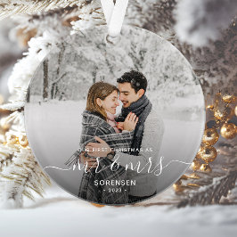 Adorno Primera Navidad Casados Foto Escritura Blanca