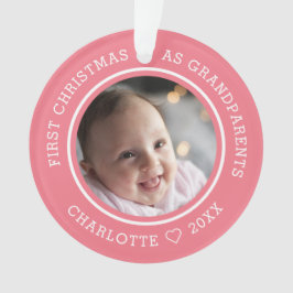 Adorno Primera Navidad como abuelos 2 fotos rosadas