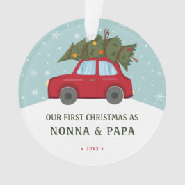 Adorno Primera Navidad como Abuelos Foto de Coche Rojo