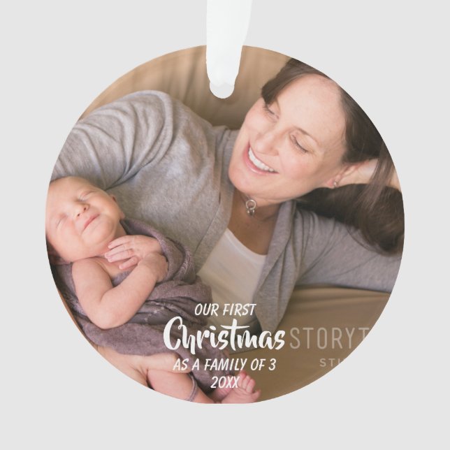 Adorno Primera Navidad como familia de 3 (Anverso)