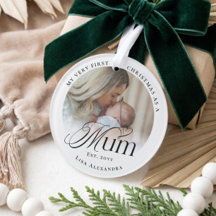 Adorno Primera Navidad como Mamá Foto Personalizada del B