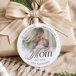 Adorno Primera Navidad como Mamá Foto Personalizada del B