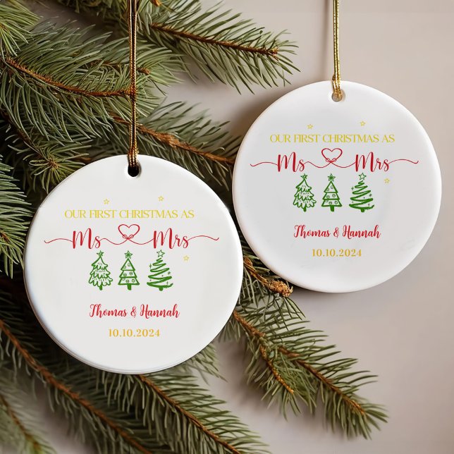 Adorno Primera Navidad como Sr. y Sra. Modern Boda Fecha (Subido por el creador)
