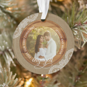 Adorno Primera Navidad comprometidos con Rustic Burlap y