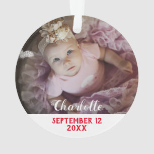 Adorno Primera Navidad con foto en rojo y blanco como abu