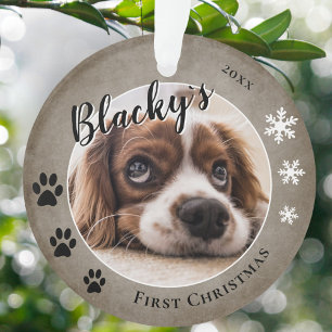 Adorno Primera Navidad de Cachorro Rústico Nombre de Perr