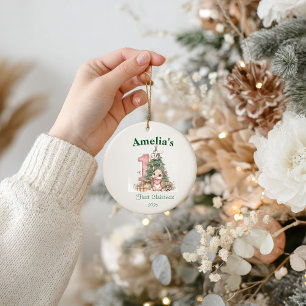 Adorno Primera Navidad de Niña Bebé del Oeste Rosa