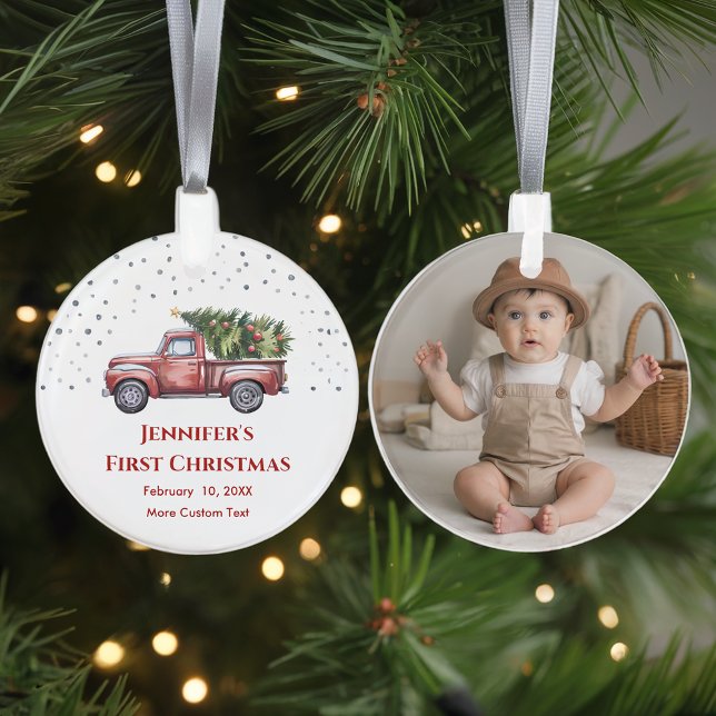 Adorno Primera Navidad del bebé con foto de estadísticas  (Subido por el creador)