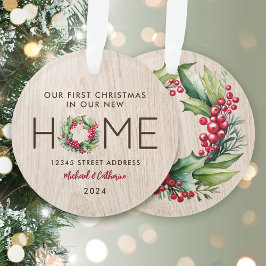 Adorno Primera Navidad en nueva casa Rustic Faux Wood -