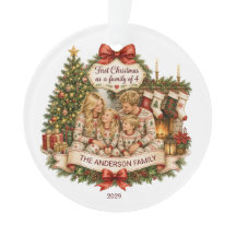 Primera Navidad Familia de 4 Navidad Personalizada