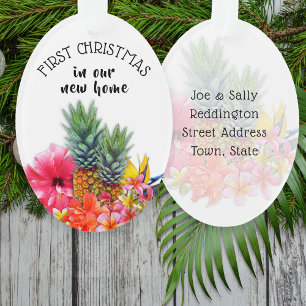 Adorno Primera Navidad Flores Hawaianas Personalizadas Óv