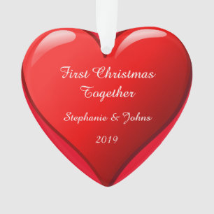 Adorno Primera Navidad Juntos 2019 Romántico Corazón Cort