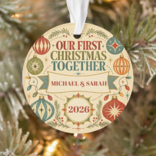 Adorno Primera Navidad juntos personalizada 2026 Retro