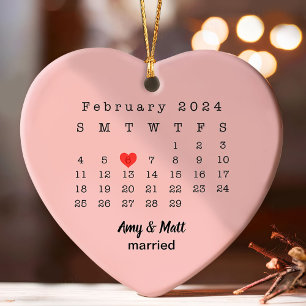 Adorno Primera Navidad Married Photo and Date Ceramic