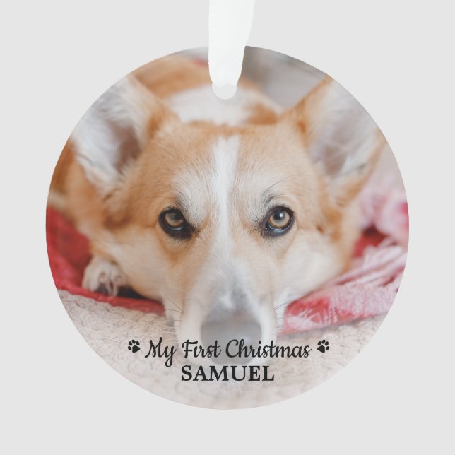 Adorno Primera Navidad Mascota personalizada Perro fotogr (Anverso)