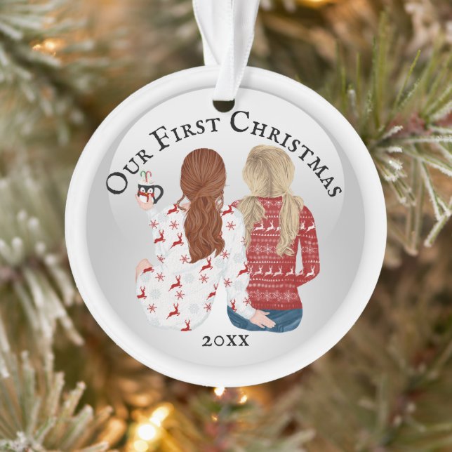 Adorno Primera navidad mujer gay suéter feo foto DIY (Árbol)