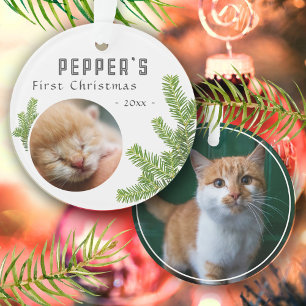 Adorno Primera Navidad Pine Kitten Cat 2 Photo Keepsake