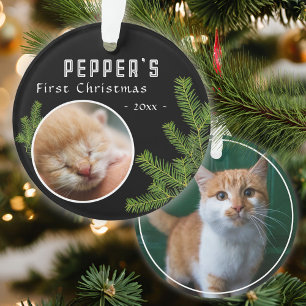 Adorno Primera Navidad Pine Kitten Cat 2 Photo Keepsake