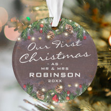 Primera Navidad Rústica Recién Casados Sr & Sra