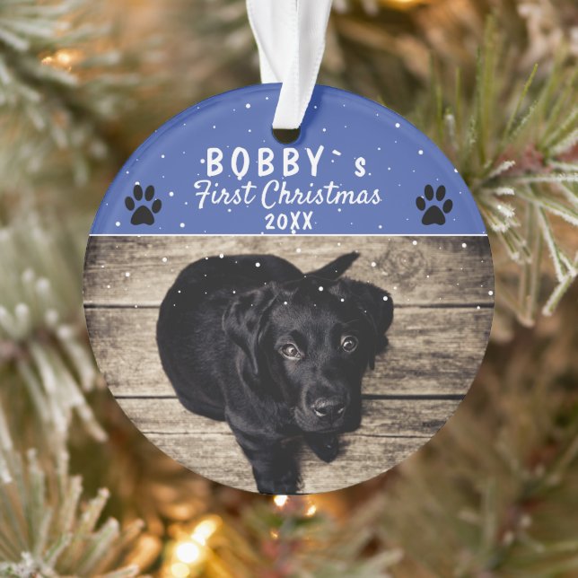 Adorno Primeros Navidades de cachorros pintan foto de per (Árbol)