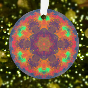 Adorno Psicodelia Hippie Naranja Púrpura y Verde