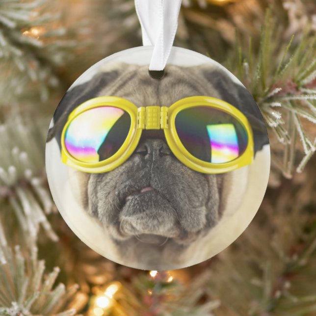 Adorno Pug con gafas (Árbol)