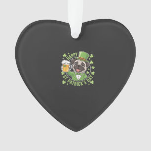Adorno Pug divertido del día de San Patricio con taza de