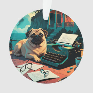 Adorno Pug Dog caballero vintage