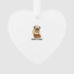 Adorno Pug Nacido para Hornear Amante de Perros Divertido