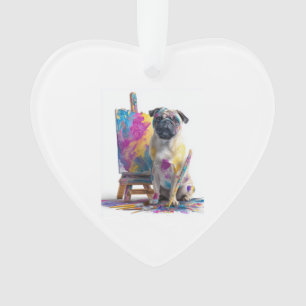 Adorno Pug Pintor - Perro de Arte Abstracto